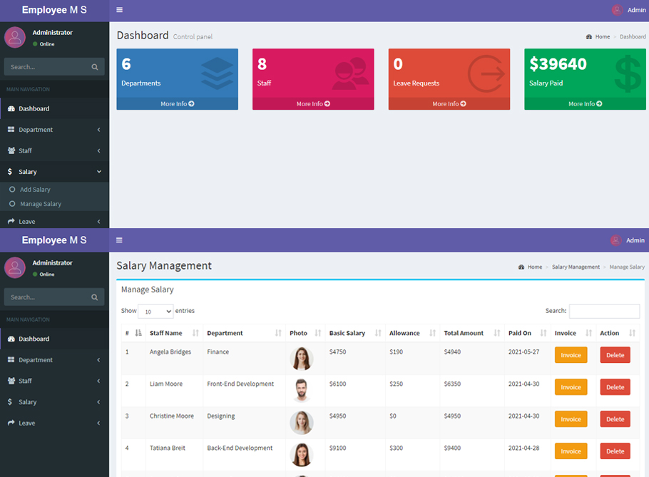 PHP Employee Management System
